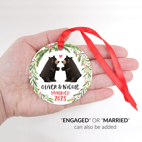 Black Bear Couple Personalized Christmas Ornament