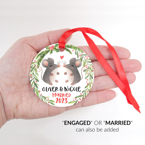 Mouse Couple Personalized Christmas Ornament