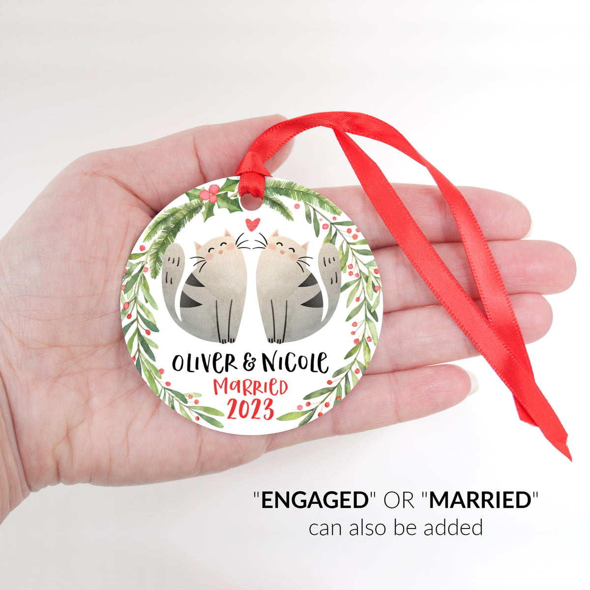 thumbnail image 2 of Zinc Alloy Ornaments Custom Cat Couple Metal Ornament Wanderprints 2 of 10