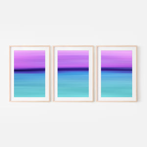 Set of 3 - Gradient Paintings No.11 - Printable Wall Art - Lilac Purple Indigo Blue Turquoise - Abstract Modern Minimalist - Digital Download
