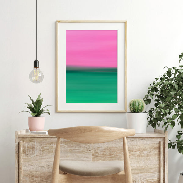 Gradient Painting No.16 - Printable Wall Art - Hot Pink and Green Aesthetic Decor - Colorful Abstract Minimalist Modern - Digital Download