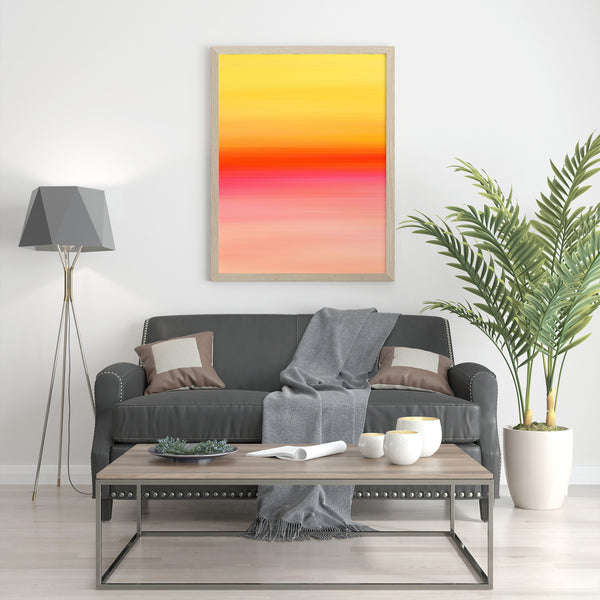 Gradient Painting No.6 - Yellow Orange Red Pink Coral Peach Apricot - Colorful Abstract Minimalist Printable Wall Art - Digital Download