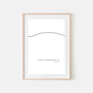 Cadillac Mountain Maine - Minimalist Mountain Line Art - Black & White - Printable Wall Decor - Digital Download
