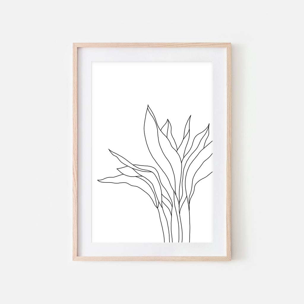 Botanical No. 4 Wall Art - Minimalist Plant Line Drawing - Black and White Print, Poster or Printable Download