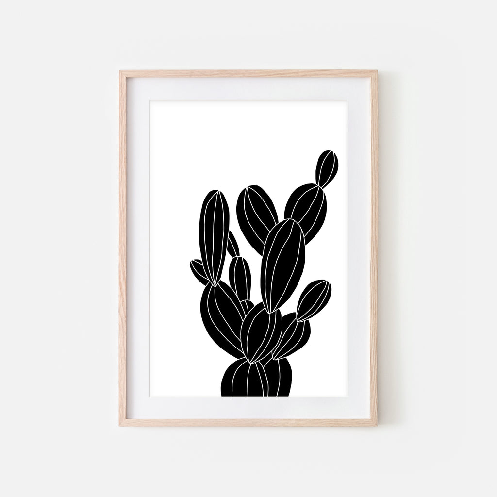 Botanical No. 7 Wall Art - Minimalist Cactus Illustration - Black and White Print, Poster or Printable Download