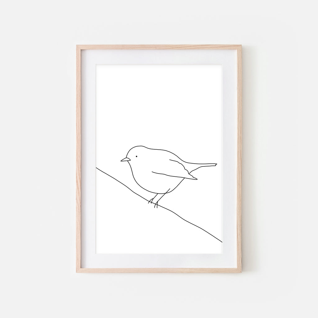 Bird on a Wire Wall Art No. 8 - Black and White Line Drawing - Print, Poster or Printable Download