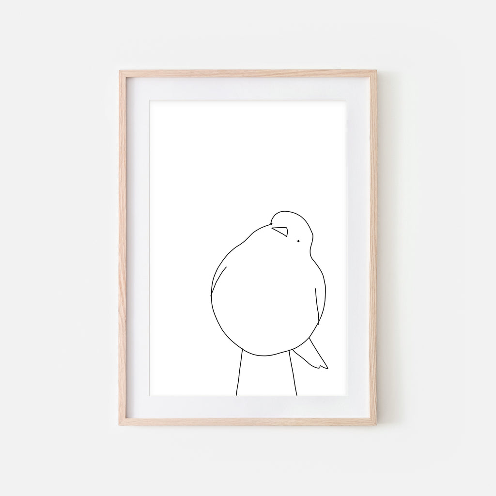 Bird No. 9 Wall Art - Black and White Line Drawing - Print, Poster or Printable Download