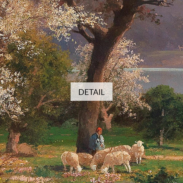 Adolf Kaufmann Painting - A Lake Landscape in Spring - Samsung Frame TV Art - Digital Download