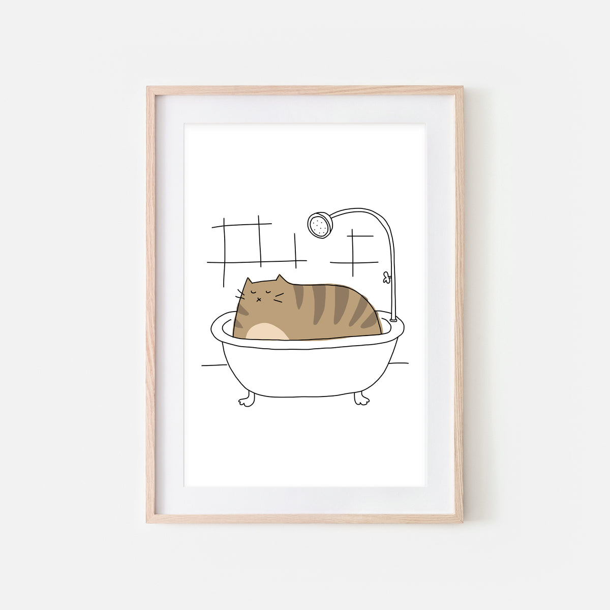 Brown Tabby Cat in Bathtub - Funny Bathroom Decor - Printable Wall Art ...
