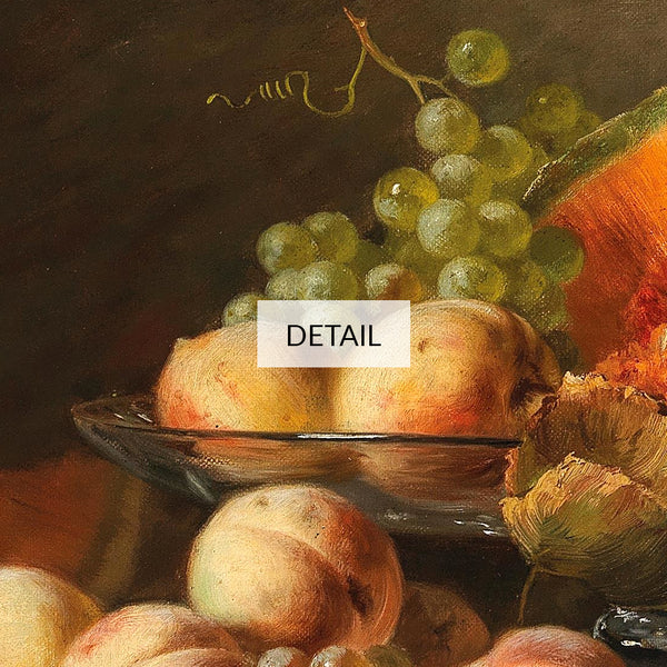 Julius Victor Carstens Painting - A Still Life with Peach, Grapes and Pumpkin - Samsung Frame TV Art 4K - Digital Download