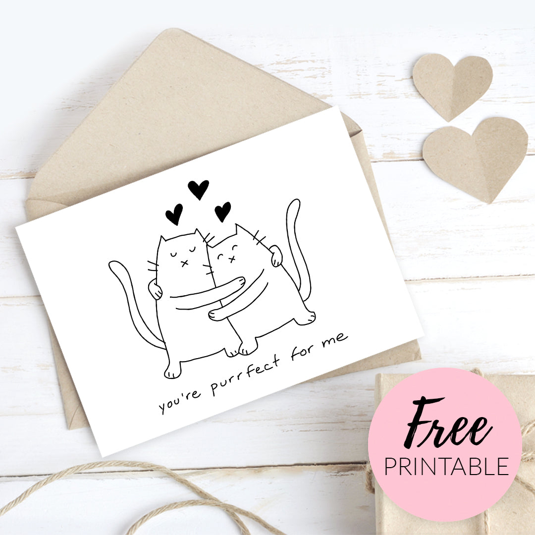 Handmade Love Cards, Funny Tree Free Cards - Purrfect for Me