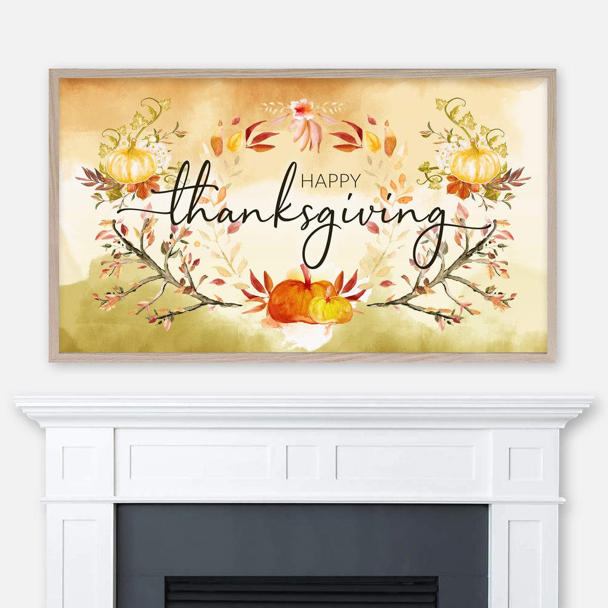 Happy Thanksgiving Samsung Frame TV Art 4K - Pumpkins & Leaves Waterco –  Happy Cat Prints
