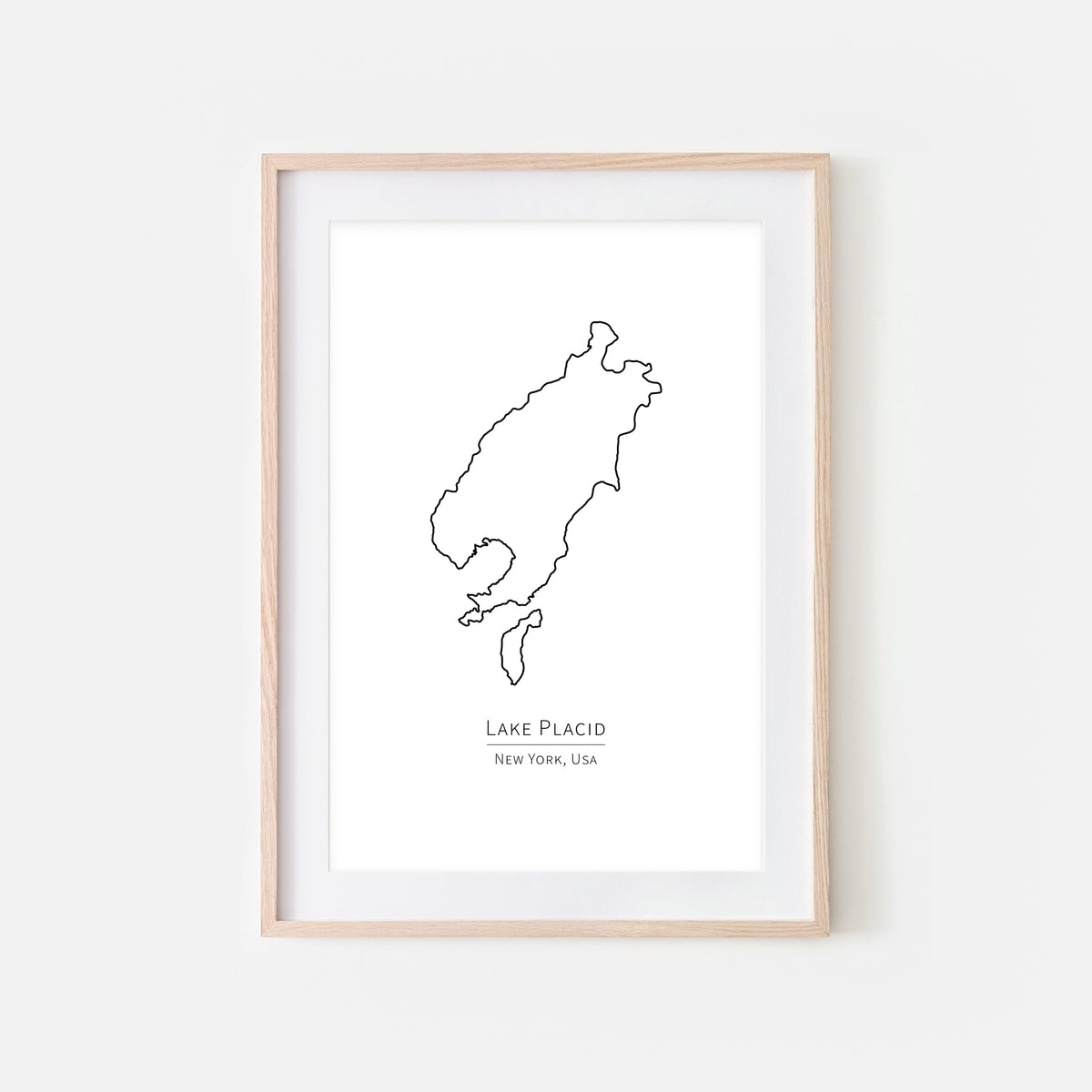 Lake Placid Adirondacks NY Minimalist Map Wall Art Lake House Decor