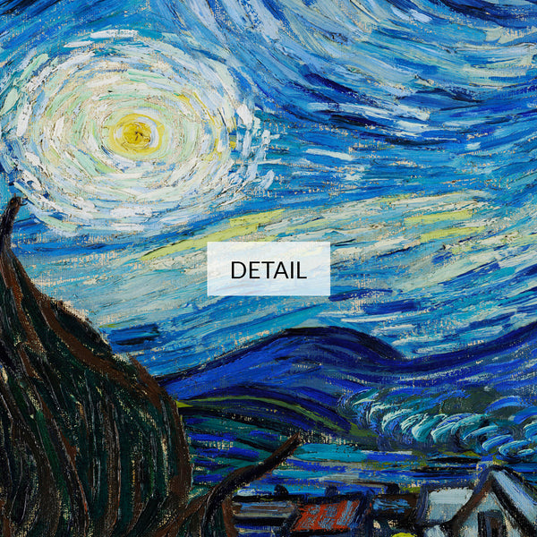 Vincent Van Gogh Painting - Starry Night - Samsung Frame TV Art - Digital Download - Indigo Navy Blue Countryside Village and Moon Landscape