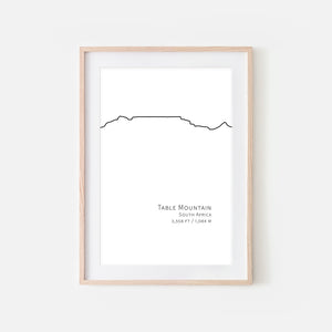Table Mountain South Africa Wall Art Decor - Black and White Minimalist Line Drawing - Digital Downloadable Print
