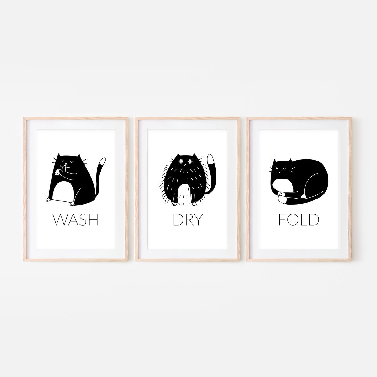 Wash Dry Fold Signs - Tuxedo Cat Printable Wall Art - Funny Laundry ...