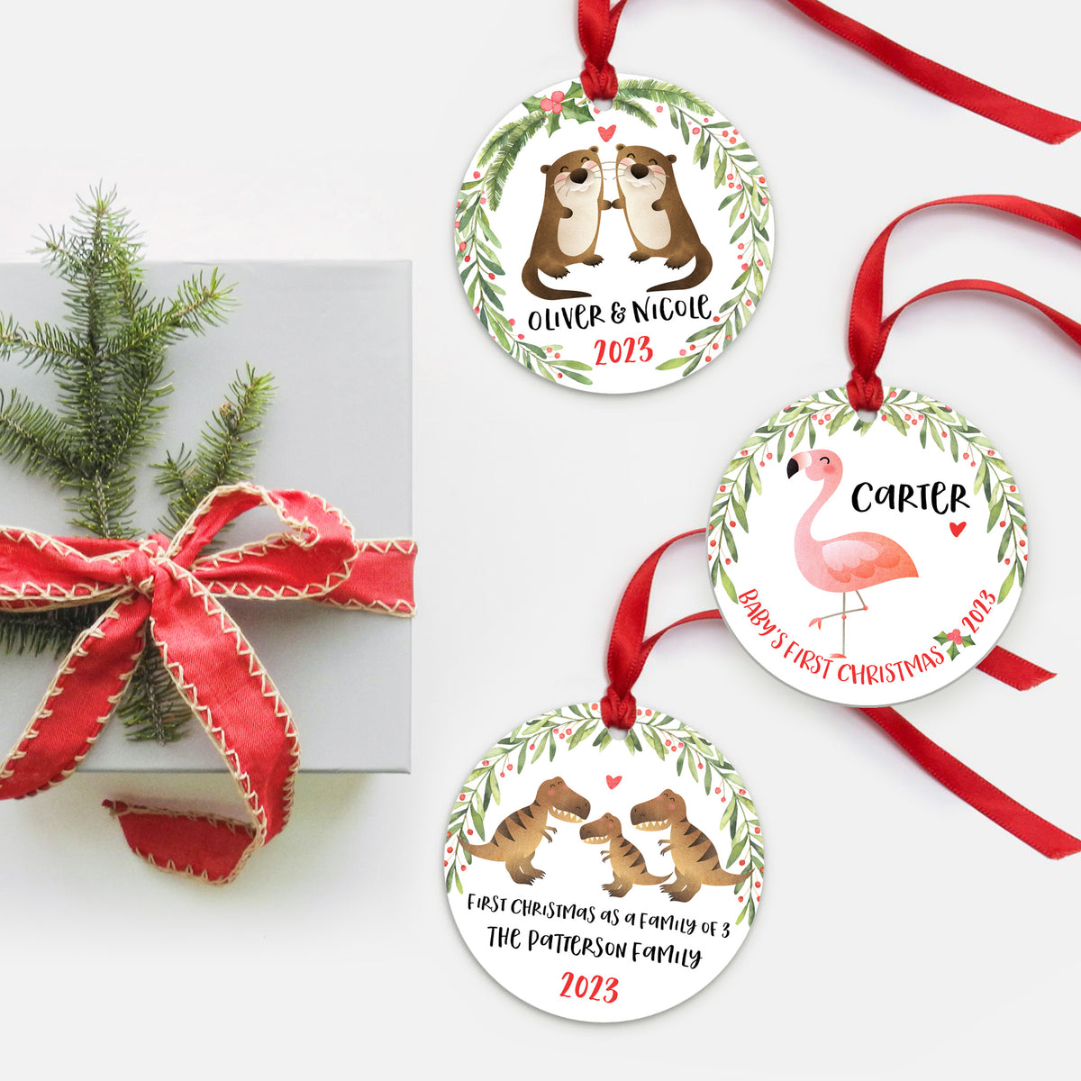 Personalized Christmas Ornaments - Couple, Wedding, Engagement, Baby's ...