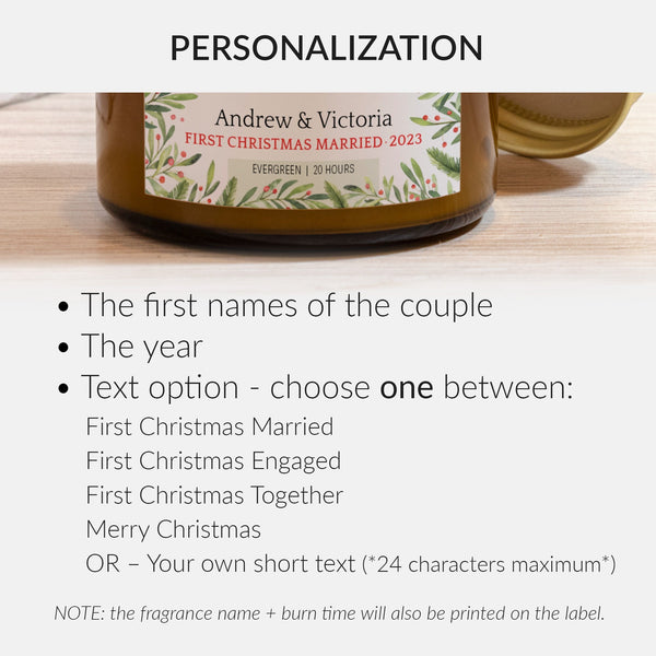 Penguin Couple Christmas Personalized Candle