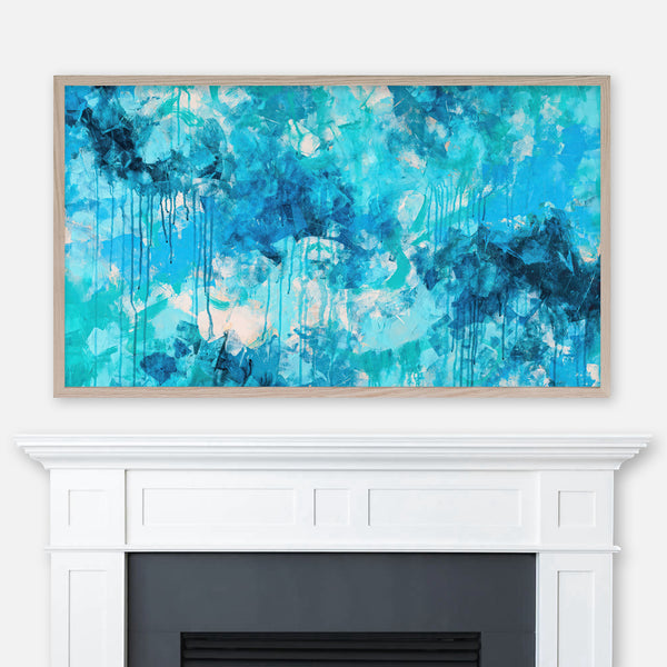 Abstract Expressionist Painting 1 - Turquoise Blue - 4K Samsung Frame TV Art - Digital Download