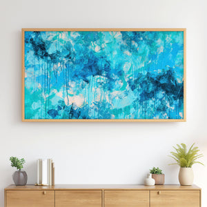 Abstract Expressionist Painting No.76 - Turquoise Blue - 4K Samsung Frame TV Art - Digital Download