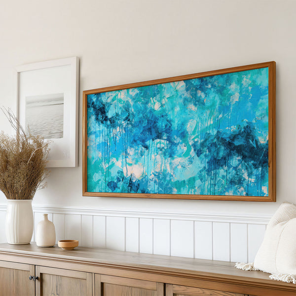 Abstract Expressionist Painting 1 - Turquoise Blue - 4K Samsung Frame TV Art - Digital Download