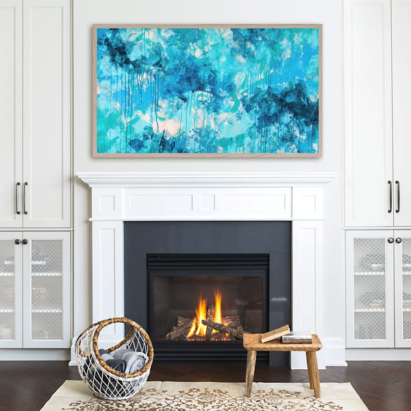 Abstract Expressionist Painting 1 - Turquoise Blue - 4K Samsung Frame TV Art - Digital Download