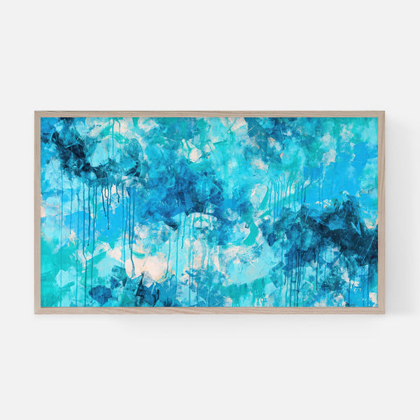 Abstract Expressionist Painting 1 - Turquoise Blue - 4K Samsung Frame TV Art - Digital Download