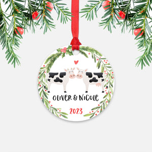 Cow Couple Personalized Christmas Ornament