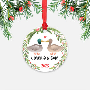 Duck Couple Personalized Christmas Ornament
