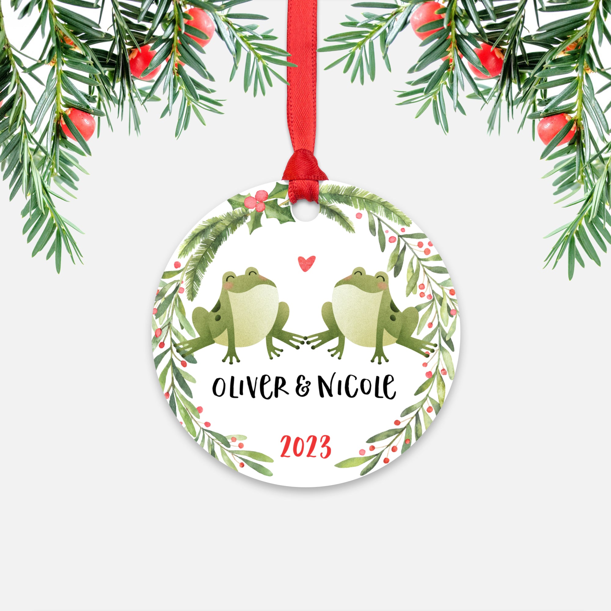 Frog Couple Personalized Christmas Ornament