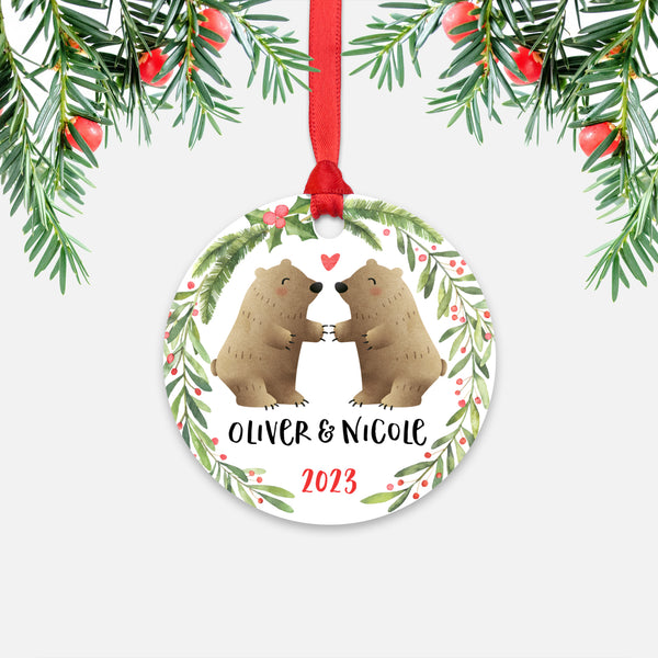 Grizzly Bear Couple Personalized Christmas Ornament