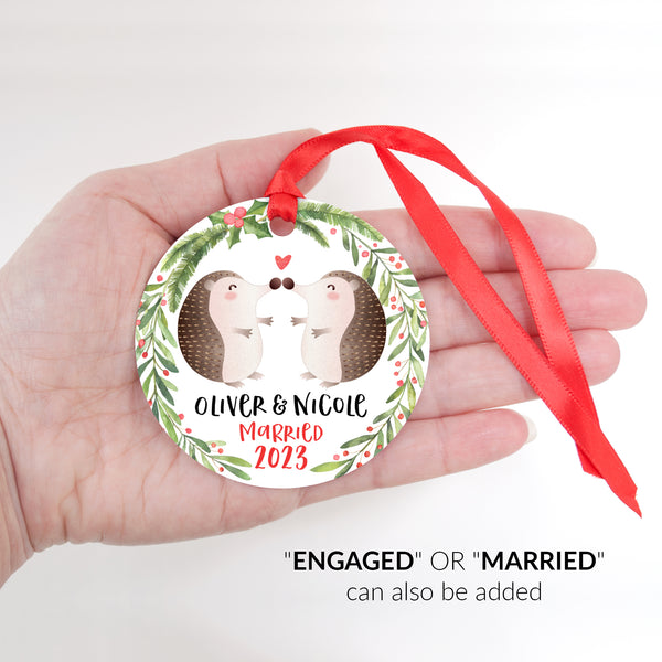 Hedgehog Couple Personalized Christmas Ornament