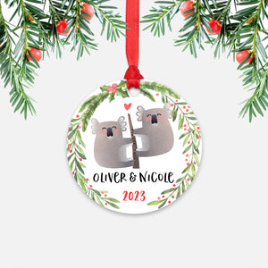 Koala Bear Couple Personalized Christmas Ornament