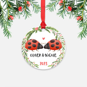 Ladybug Couple Personalized Christmas Ornament