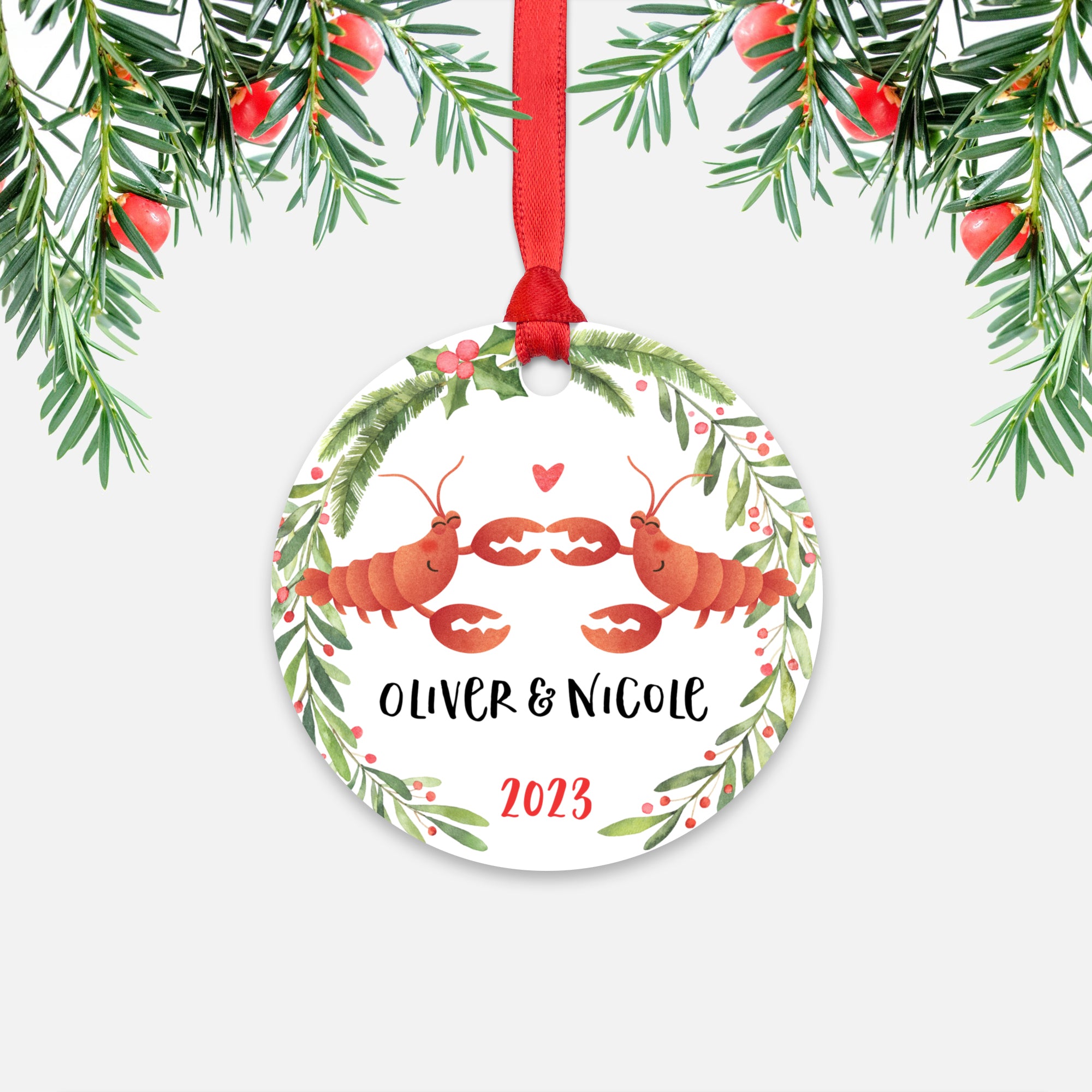 Lobster Couple Personalized Christmas Ornament
