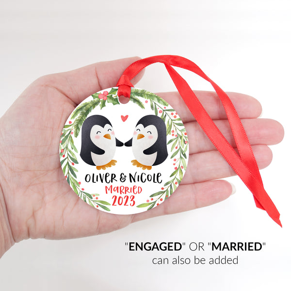 Penguin Couple Personalized Christmas Ornament