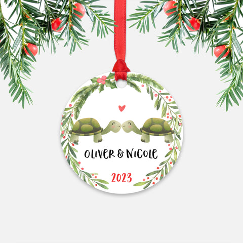 Turtle Tortoise Couple Personalized Christmas Ornament