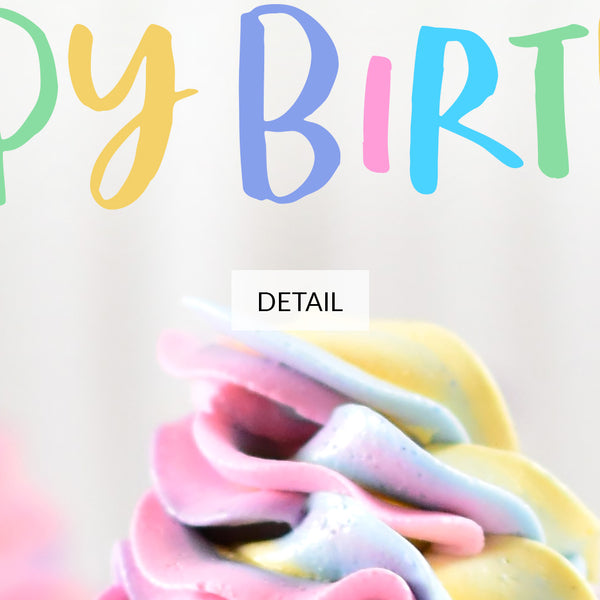 Happy Birthday Samsung Frame TV Art 4K - Rainbow Pastel Cupcakes - Digital Download