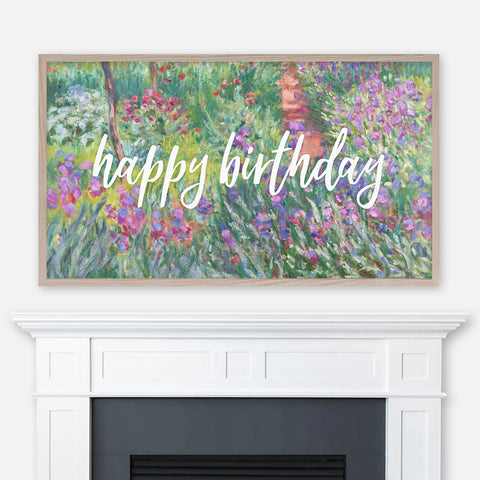 Happy Birthday Samsung Frame TV Art 4K - Claude Monet Painting - The Artist’s Garden in Giverny - Digital Download