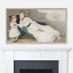 Berthe Morisot Painting - Madame Gobillard and Her Daughter Paule - Sa Happy Cat Prints Berthe Morisot Painting - Madame Gobillard and Her Daughter Paule - Sa Happy Cat Prints