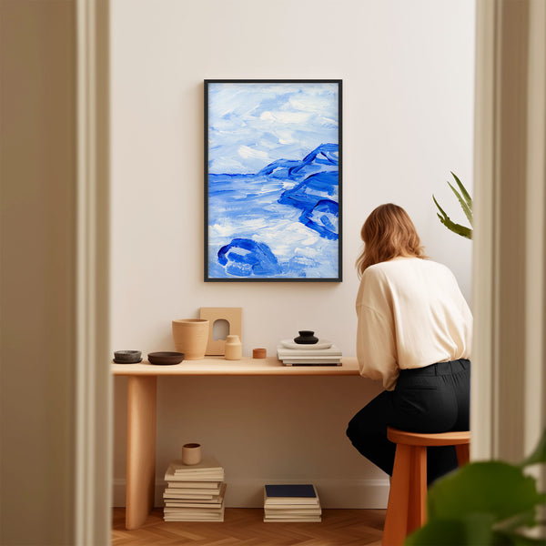 Blue Collection - At the Sea No. 1 - Abstract Coastal Landscape Painting - Printable Wall Art - Digital Download