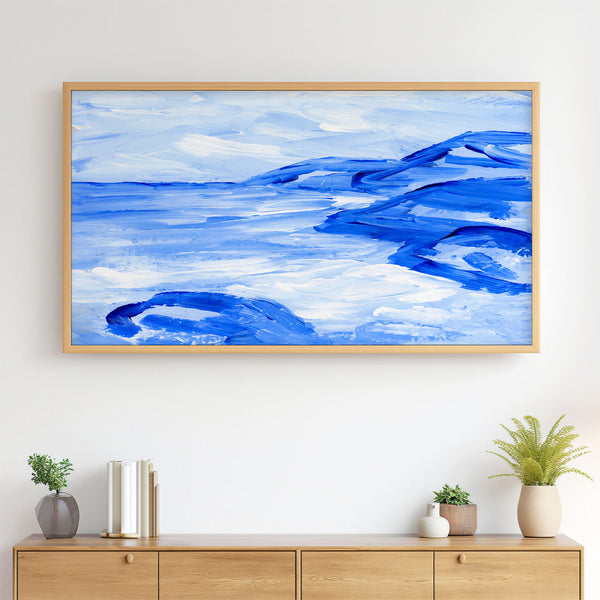 Blue Collection - At the Sea No. 1 - Abstract Coastal Landscape Painting - 4K Samsung Frame TV Art - Digital Download