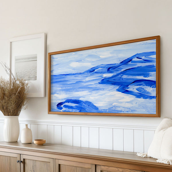 Blue Collection - At the Sea No. 1 - Abstract Coastal Landscape Painting - 4K Samsung Frame TV Art - Digital Download