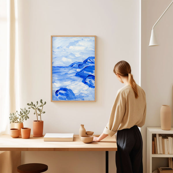 Blue Collection - At the Sea No. 1 - Abstract Coastal Landscape Painting - Printable Wall Art - Digital Download