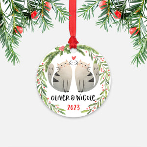 Cat Couple Personalized Christmas Ornament