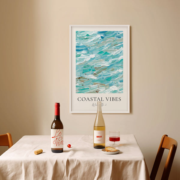 Coastal Vibes - Waves No. 2 - Abstract Painting - Fine Art Print Poster