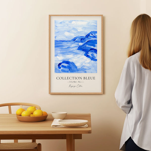 Collection Bleue - À la Mer No. 1 - Paysage Côtier - Blue Abstract Seascape Painting - Printable Wall Art - Digital Download