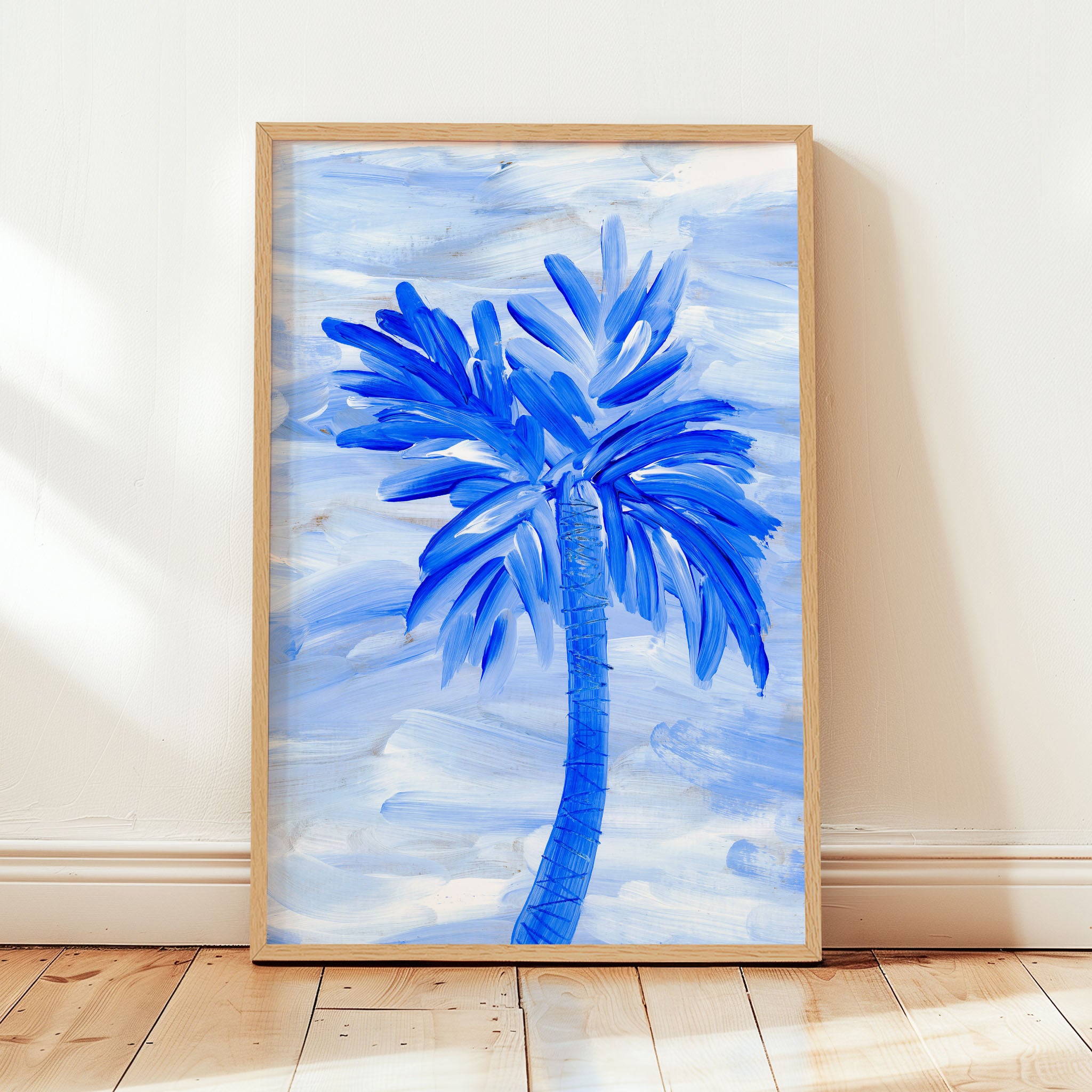palm plant painting Blue Collection - At the Sea No. 2 - Palm Tree Painting