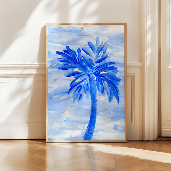 Blue Collection - At the Sea No. 2 - Palm Tree Painting - Printable Wall Art - Digital Download