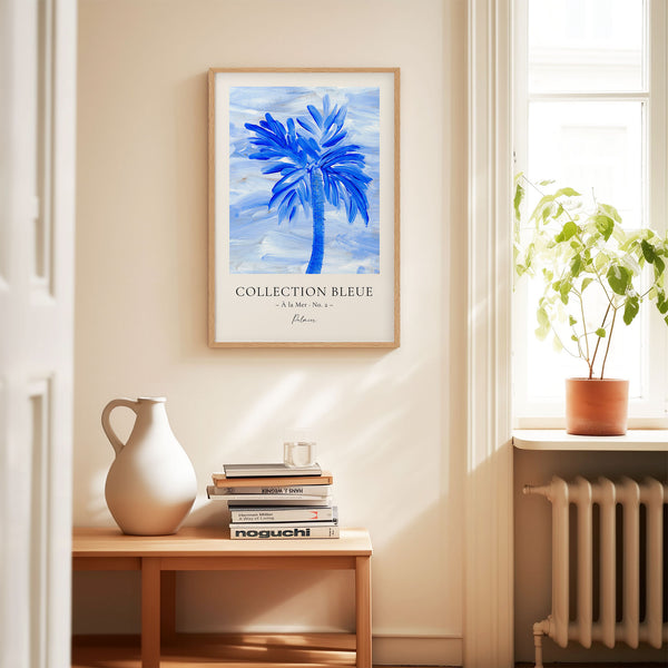 Collection Bleue - À la Mer No. 2 - Palmier - Blue Palm Tree Painting - Printable Wall Art - Digital Download